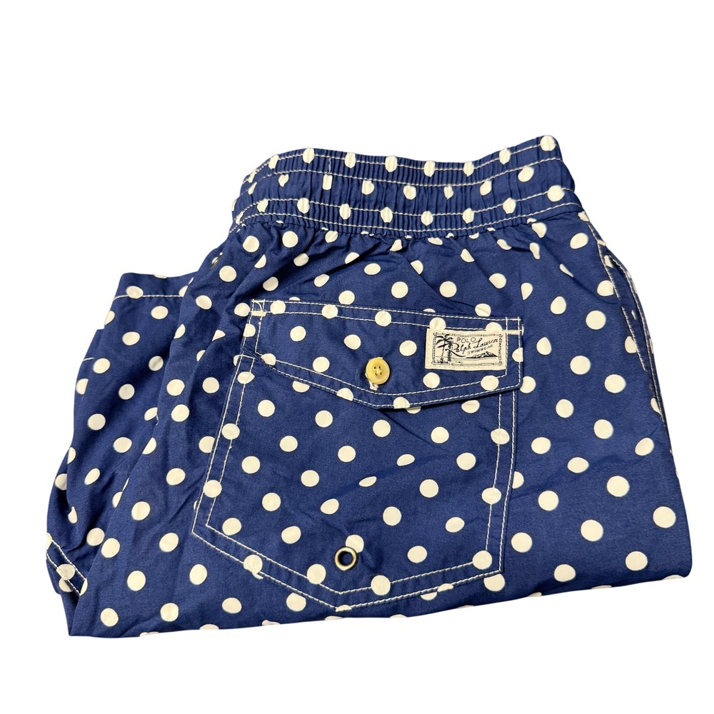 Polo Ralph Lauren Swim Trunks Mens Large Polka Dot Blue Pool Beach Mesh Liner - Picture 1 of 10